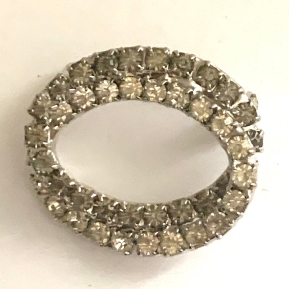 Vintage Double Rhinestone Circle Pin - Picture 2 of 8